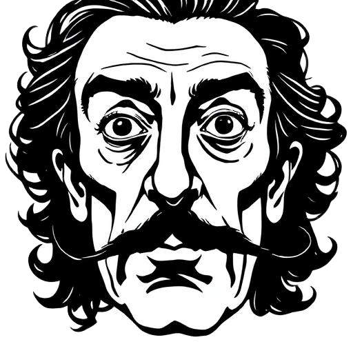 Line drawing of Salvador Dalí