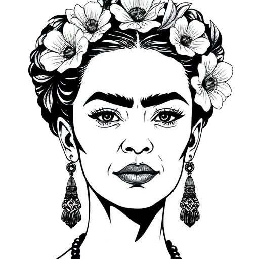 Line drawing of Frida Kahlo